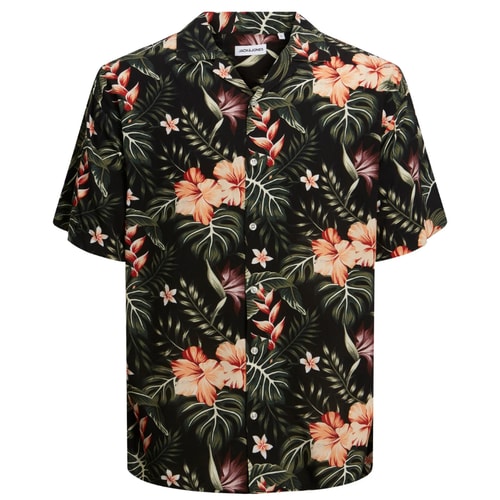 Jack & Jones Floral Short Sleeved Shirt Black